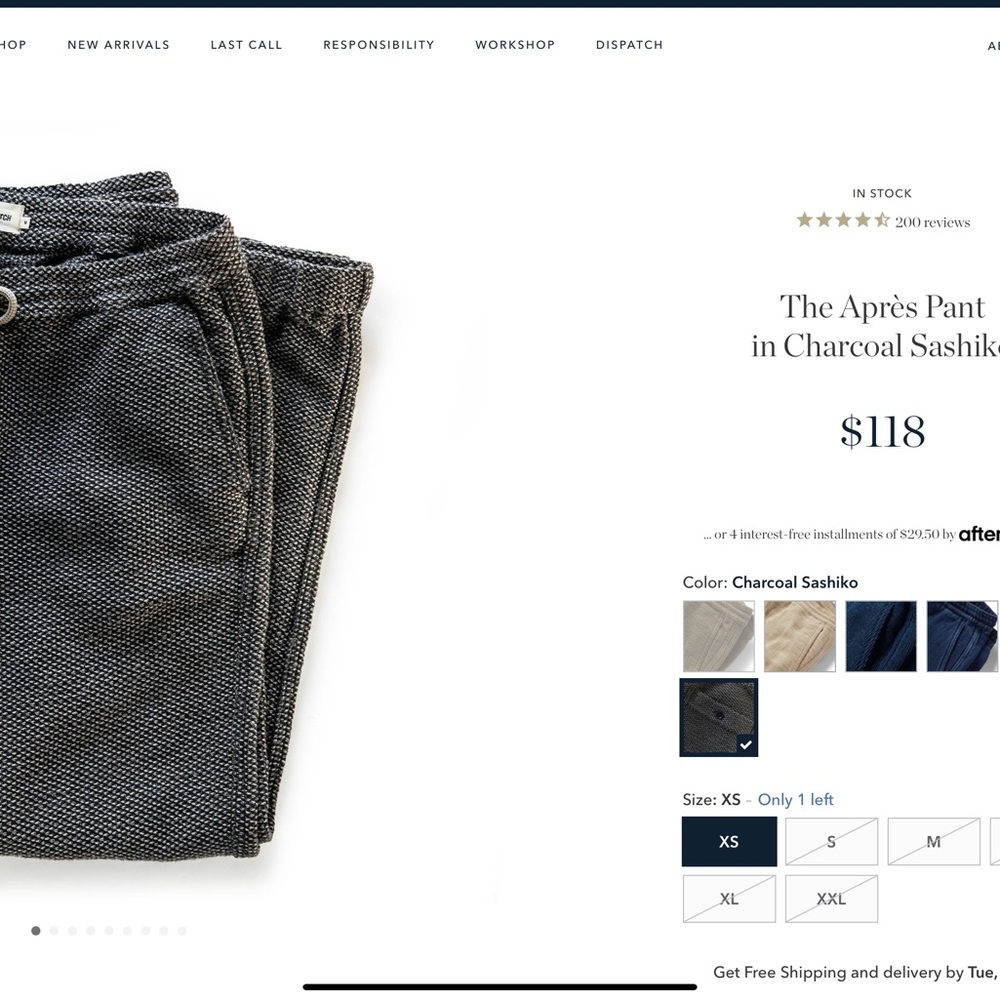 Taylor Stitch The Après Pant Sashiko xl